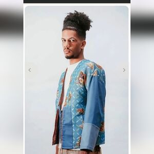 Fried Rice Indigo Blue Floral Kimono